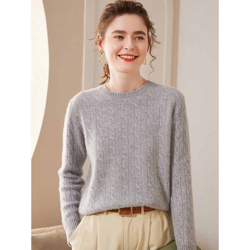 Cashmere Autumn and Winter Thickened Loose Solid Colour Twisted Pullover Knitted Sweater for Women – Everyday Clothing and Ladys Garments price