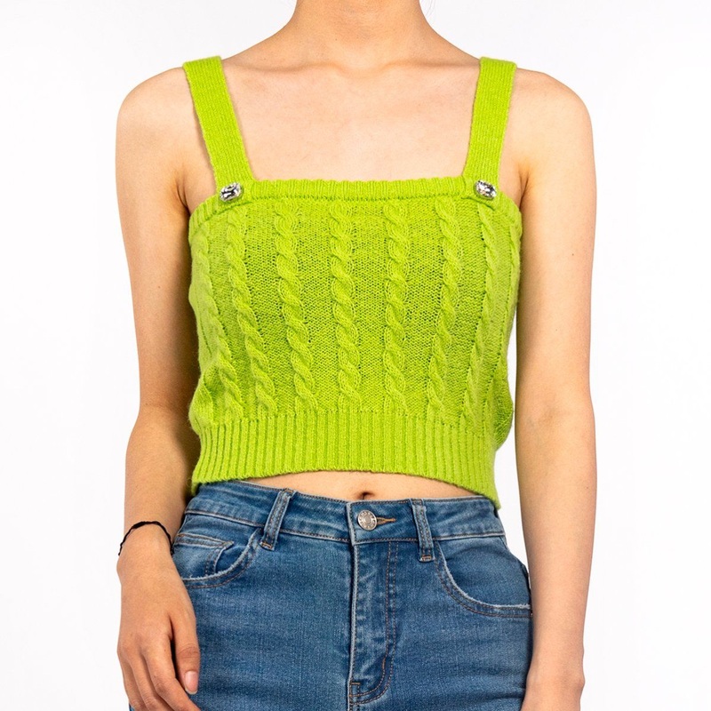 Design Diamond Green Summer Knit Cropped Tank Tops for Women – Spaghetti Strap Tank Top and Womens Tank Top price
