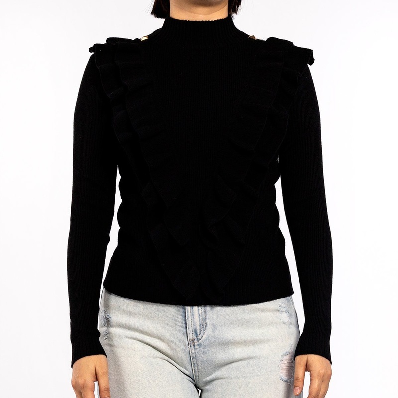 Design Ruffle Shrug Sweater Long Sleeve Half Turtleneck Knitwear Womens – Knitwear and Crochet Sweater price