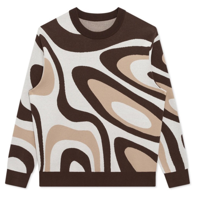 Knitted Pullover Sweaters Mens Personality Jacquard Round Neck Long Sleeve Knitwear – Sweater and Men Sweater price