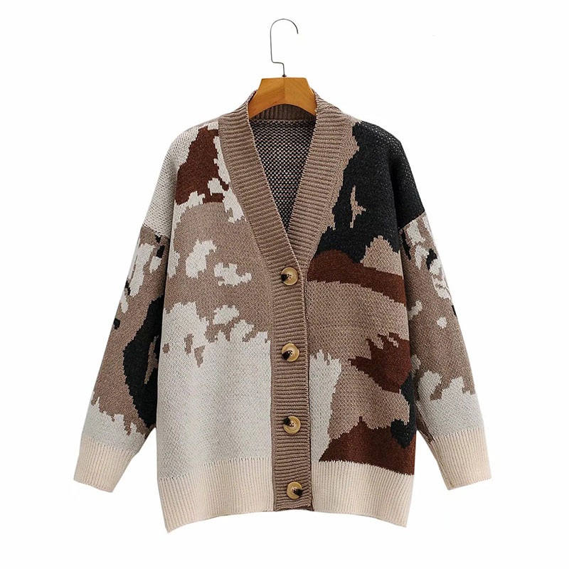 Ladies Jacquard Knitted Cardigan Long Sleeve Sweater – Sweater and Ladies Sweater price