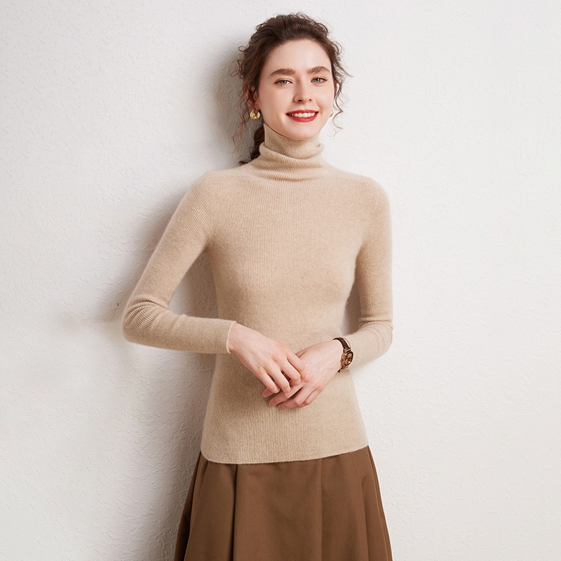 Pure Cashmere Autumn and Winter High Neck Slim Knit Sweater for Lady – Everyday Clothing and Womens Garments price