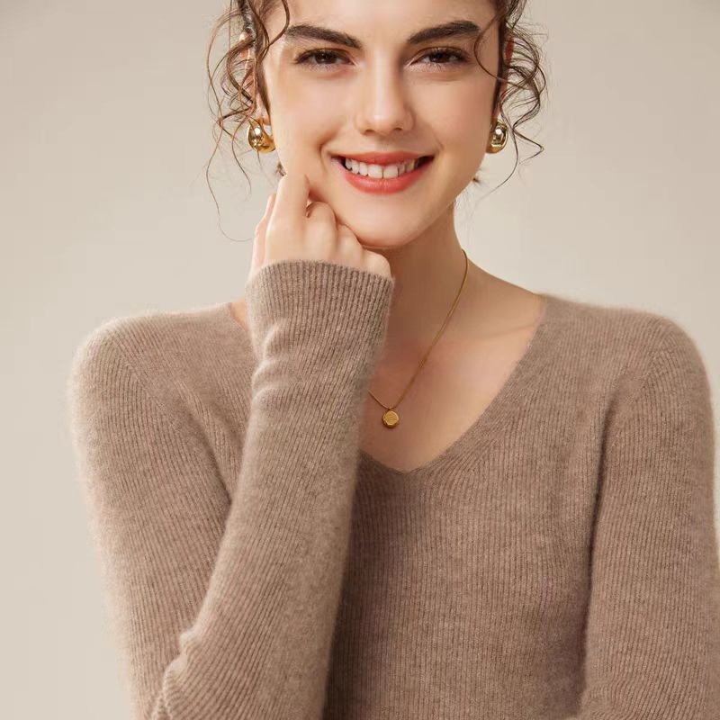 Regular Bottom V Neck Long Sleeve Ribbed Knit Fall Sweater for Women – Women Sweater and Turtleneck Women Sweater price