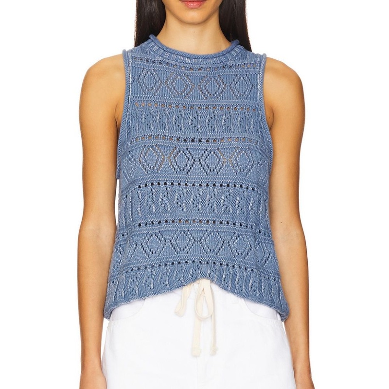 Stylish Lightweight Blue Pointelle Knit Tank for Women – Lightweight Tank and Blue Knit Tank price