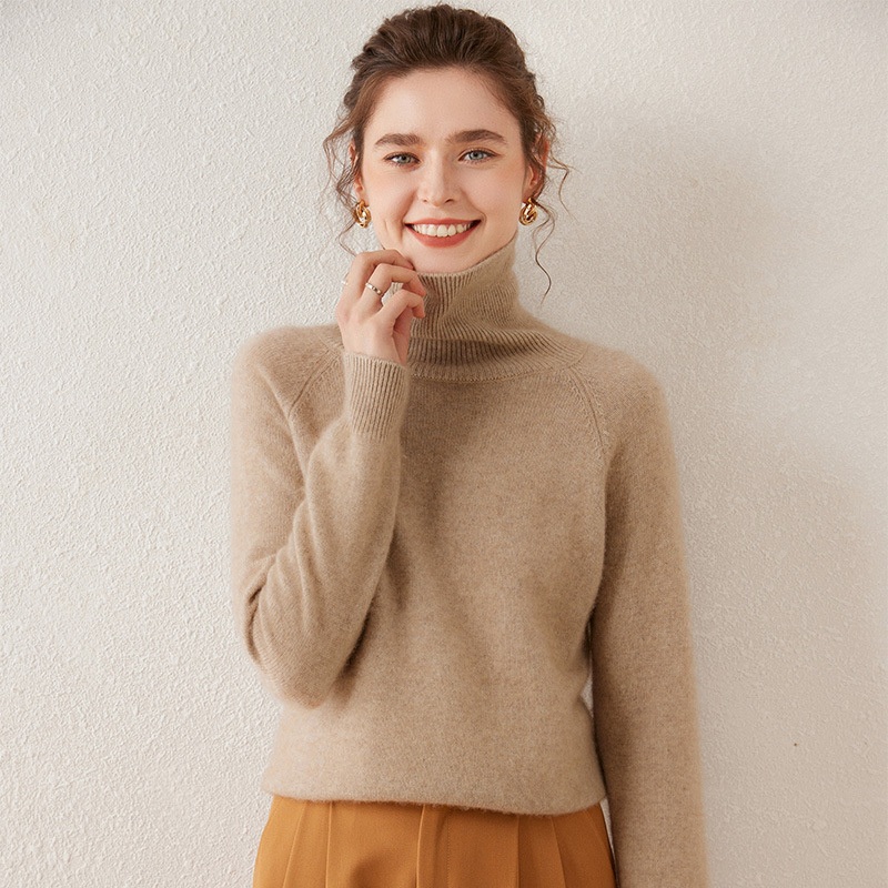 Womens Cashmere High Neck Thick Fashionable Versatile Pullover Long Sleeve Sweater – Everyday Clothing and Ladys Garments price