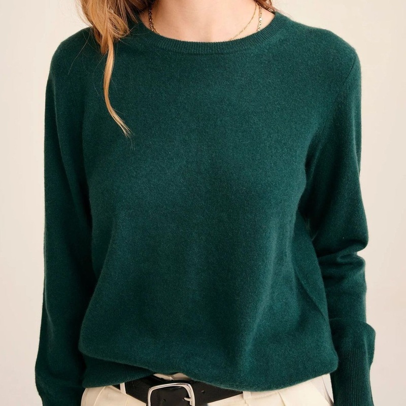 100% Organic Cashmere Knitted Womens Fashion Crew-Neck Green Colours Pullover Sweater – Sweater and Cashmere price