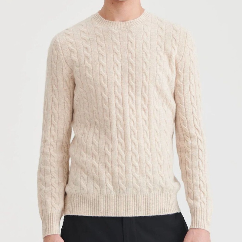 Mens Essential 100% Cashmere Classic Cable Knit Crew Neck Pullover Sweater – Sweater and Cashmere price