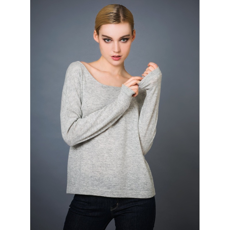 Royal Cashmere & Ultrafine Merino Wool Blends Ladys Fashion Wide Boat Neck Sweater – Sweater and Cashmere price
