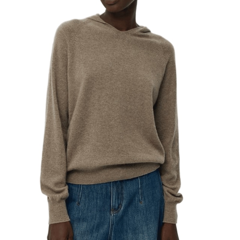 Soft Khaki Cashmere Knit Sweater Hoodie for Stylish Women – Knit Sweater Hoodie and Cashmere Hoodie Sweater price