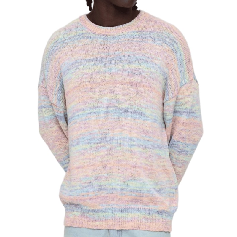 Trendy Boxy Fit Mens Sweater with Pink Colorful Stripes – Stripe Men Pullover Sweater and Oversize Men Sweater price