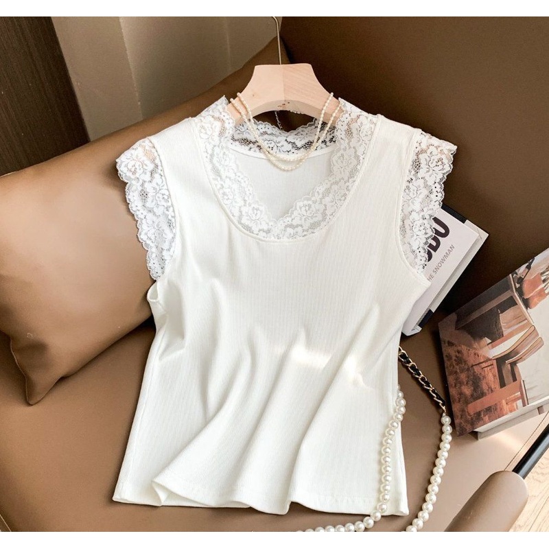 Womens Lace Sleeveless Slim-Fit Knit Basic Versatile Base Layer Tank Top – Womens Tank Top and Tank Top price