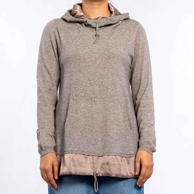 Womens Round Neck Drawstring Stitching Long Sleeve Loose Pullover Knitted Hoodie Sweater – Hoodie Shirt and Ladies Sweater price