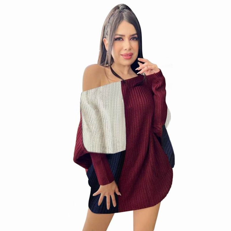 Autumn and Winter New Large Size Womens Loose Sleeve Sweater Cross-Border Long Pullover Sweater Dress – Sweater and 1: 1 Sweater price