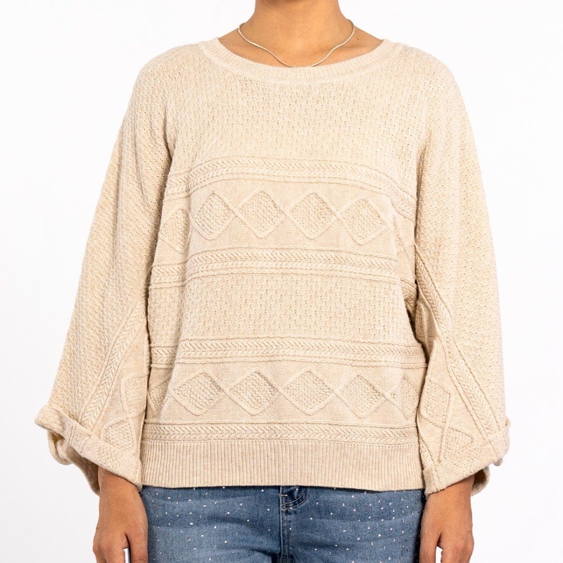 Autumn Beige Textured Round Neck Slim Long Sleeve Pullover Sweaters for Women – Casual Sweaters and Cute Sweaters price
