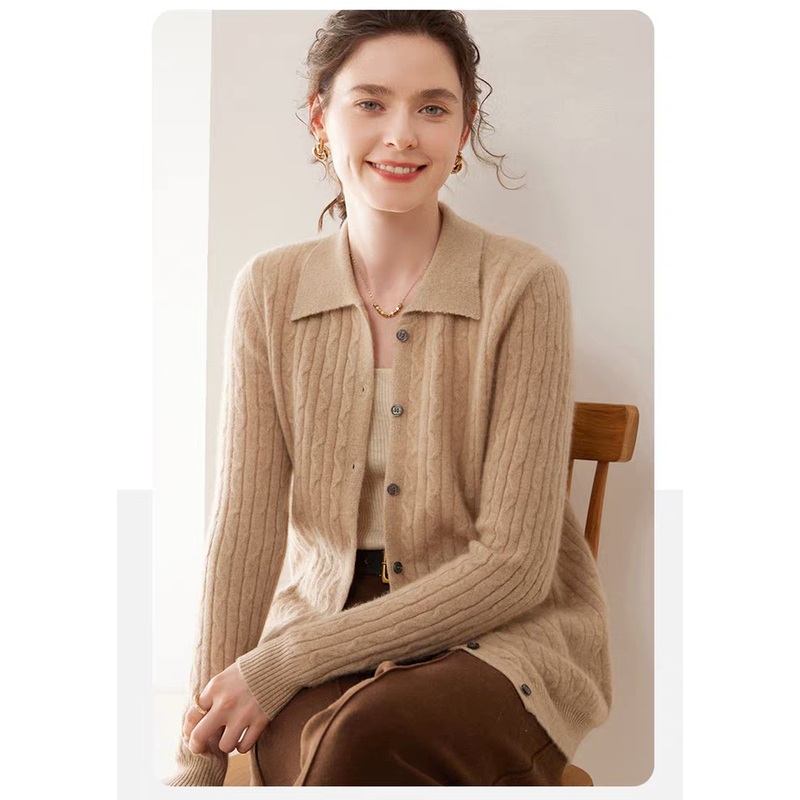 Classic Cable Knit Autumn and Winter Leisure Long Sleeved Lady Custom Cardigan Woman Sweater Women – Women Cable Cardigan Sweater and Neck Cardigan Sweater price