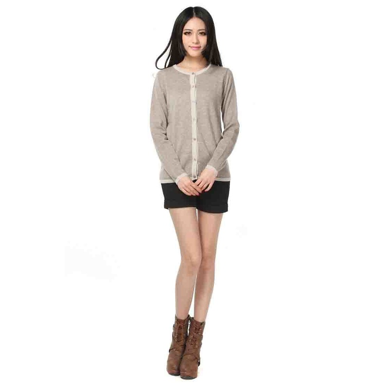Factory Direct Wholesale Merino Wool Cashmere Classic 2-Tone Button Cardigan – Cashmere Cardigan and Cardigan price