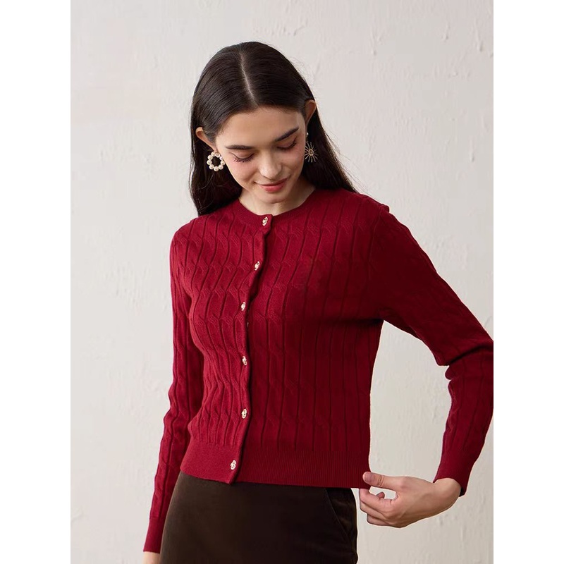 Fashion Chic Cotton Cashmere Cable Knit Women Cardigan – Women Cable Cardigan Sweater and Crew Neck Cardigan Sweater price