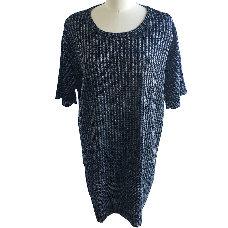 Ladies Short Sleeve Knitting Long Dress Women Metallic Yarn Sweater – Sweater and Ladies Sweater price