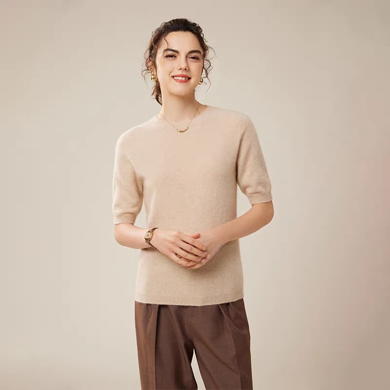 Women Shirts Summer Short Sleeve Tunic Tops Casual Business Daily Wearing Sweaters – Women Sweater Short Sleeve and Turtleneck Women Sweater price