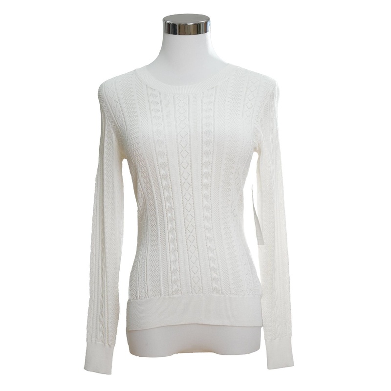 Womens 217g 65% Viscose 35% Nylon White Geometric Knit Base Layer Top – Pullover Sweater and Womens Sweater price