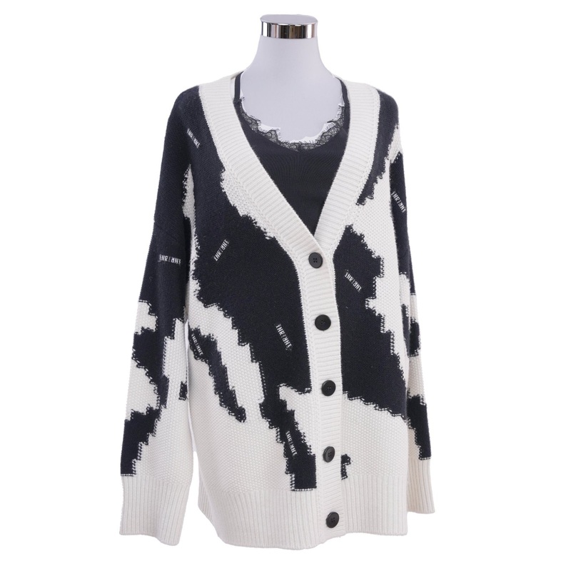 Womens 725g Pure Cashmere Black & White Open Front Sweater – Thermal Winter Clothing – Cardigan Sweater and Womens Sweater price
