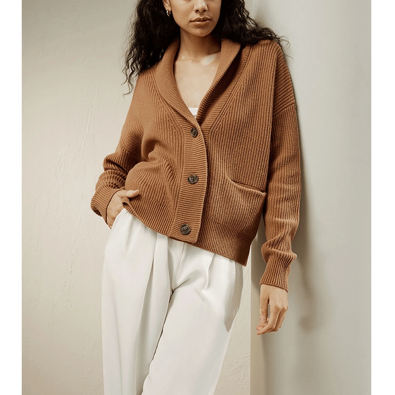 Wool Cashmere Knittin Deep V Neck Twill Collar Cardigan Sweater for Women. – Wool Cashmere Sweater and Women Cashmere Cardigan price