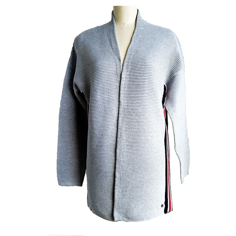 Autumn and Winter Thick Stripe Ladies Knitted Long Cardigan Women Knitting Contrat Colour in Side Seam Sweater – Sweater and Ladies Sweater price