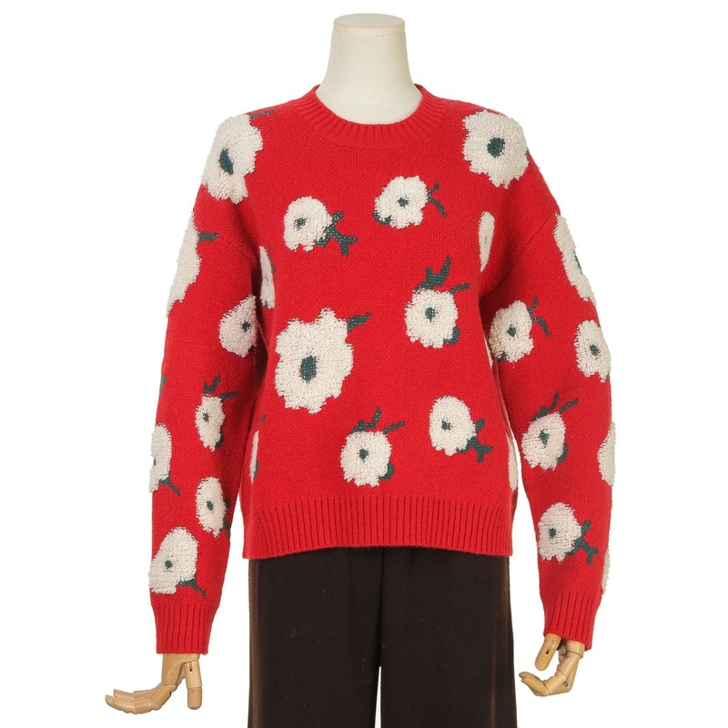 Chenille Embroidery Red Pullover Sweater for Women – Chenille Embroidery Sweater and Cashmere Sweater price