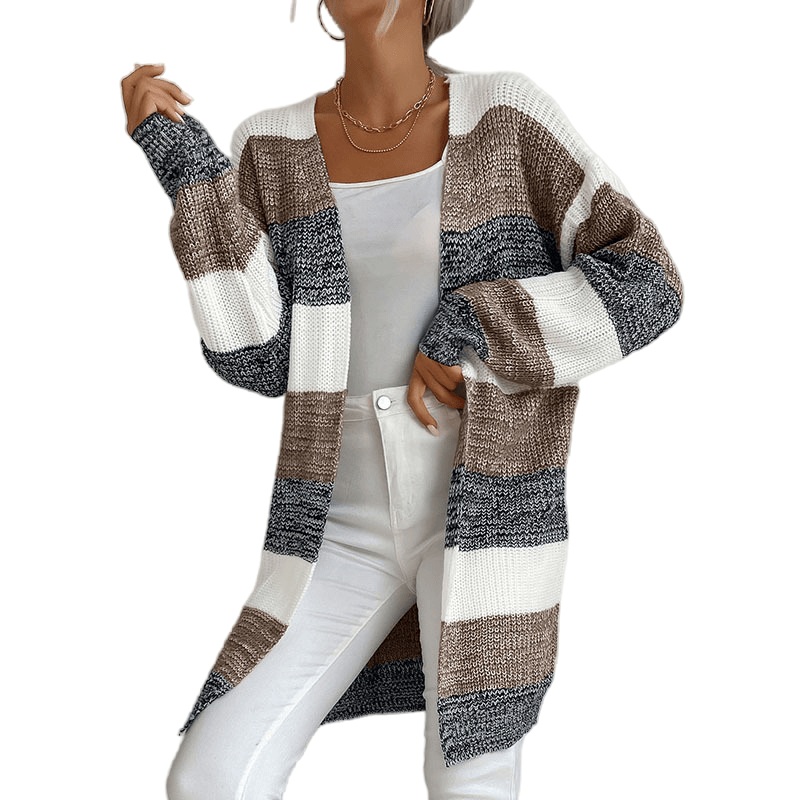 Long Women Knit Cardigan Block Color Sweater – Knit Cardigan and Women Women Sweater price