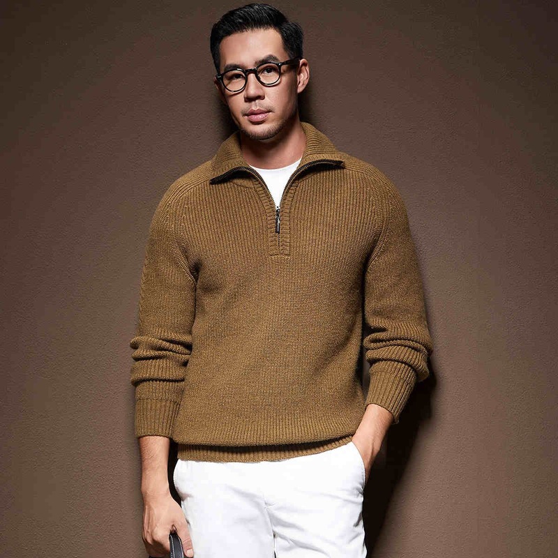 OEM Custom Logo Mens Knitwear Long Sleeve Pullover Plain Color Quality Knitted Sweater – Man Sweater and V Neck Pullover price