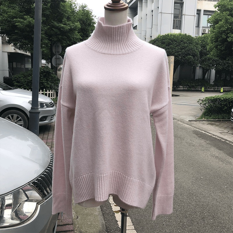 Pure Cashmere Knitting High Neck Sweater Chunky Jumper for Women – High Neck Sweater and Pure Cashmere Knitting Sweater price