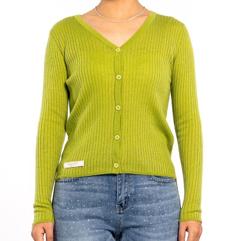 Spring Summer Light Green Lightweight Long Sleeve V-Neck Casual Sweater Cardigan for Women – Cotton Cardigan and Knitwear price