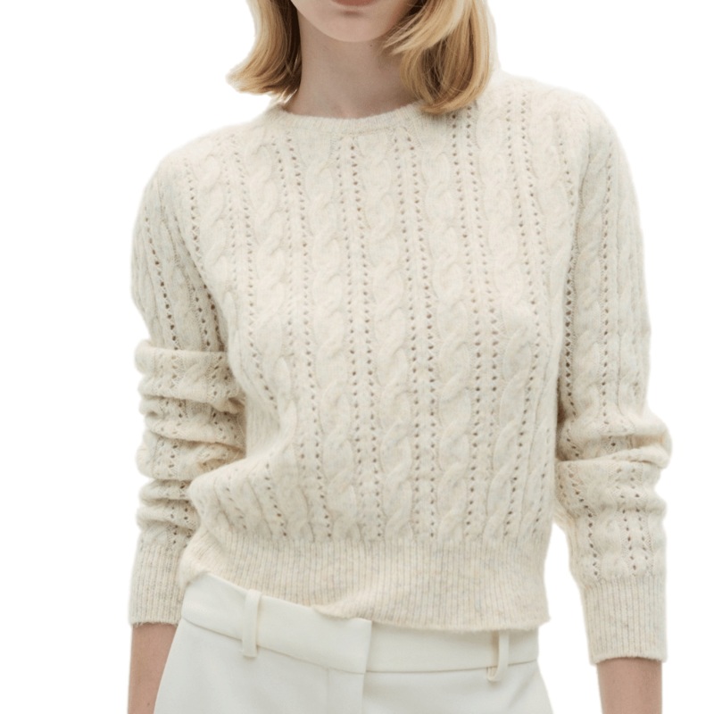 Stylish Beige Cable Knit Crochet Sweater for Women – Women Clothes and Cable Knit Sweater price