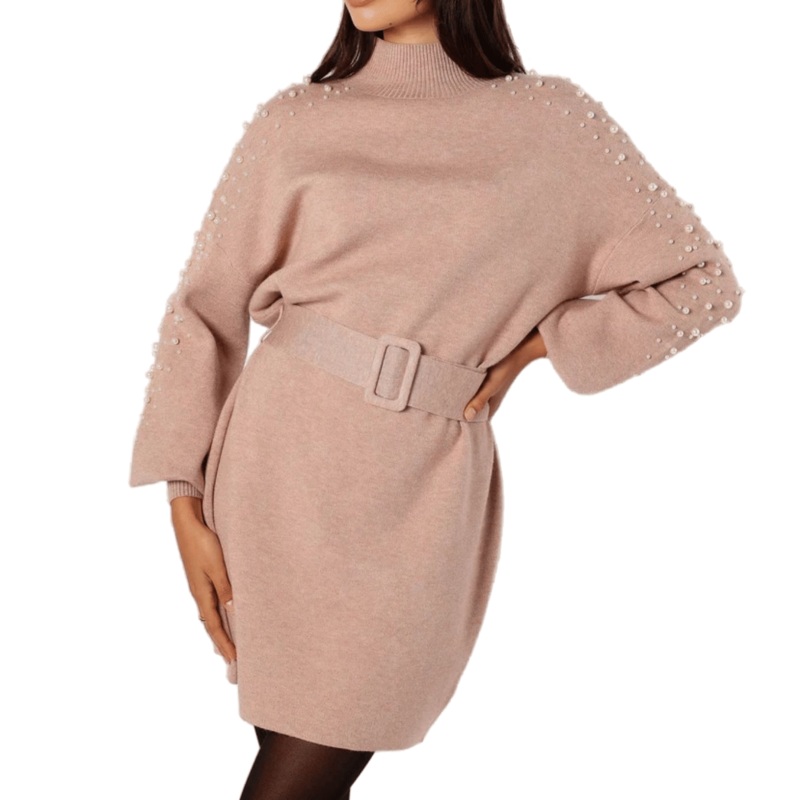 Stylish Pink MIDI Knit Sweater Dress with Pear Design – Women Sweater Dress and Stylish Pink Sweater price