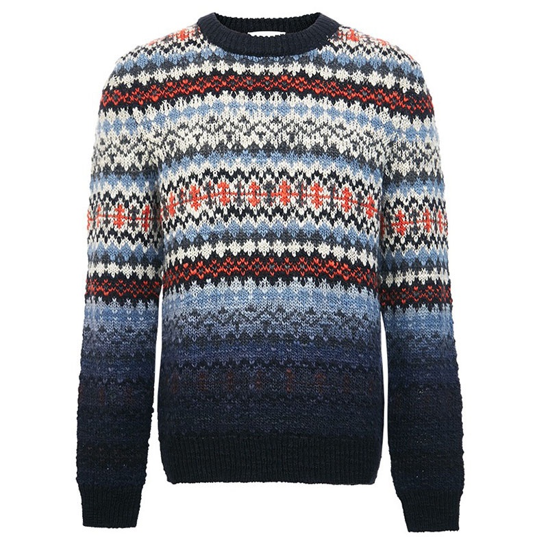 Vintage Style Mens Jacquard Knitted Pattern Round Neck Long Sleeve Jumper – Sweater and Men Sweater price