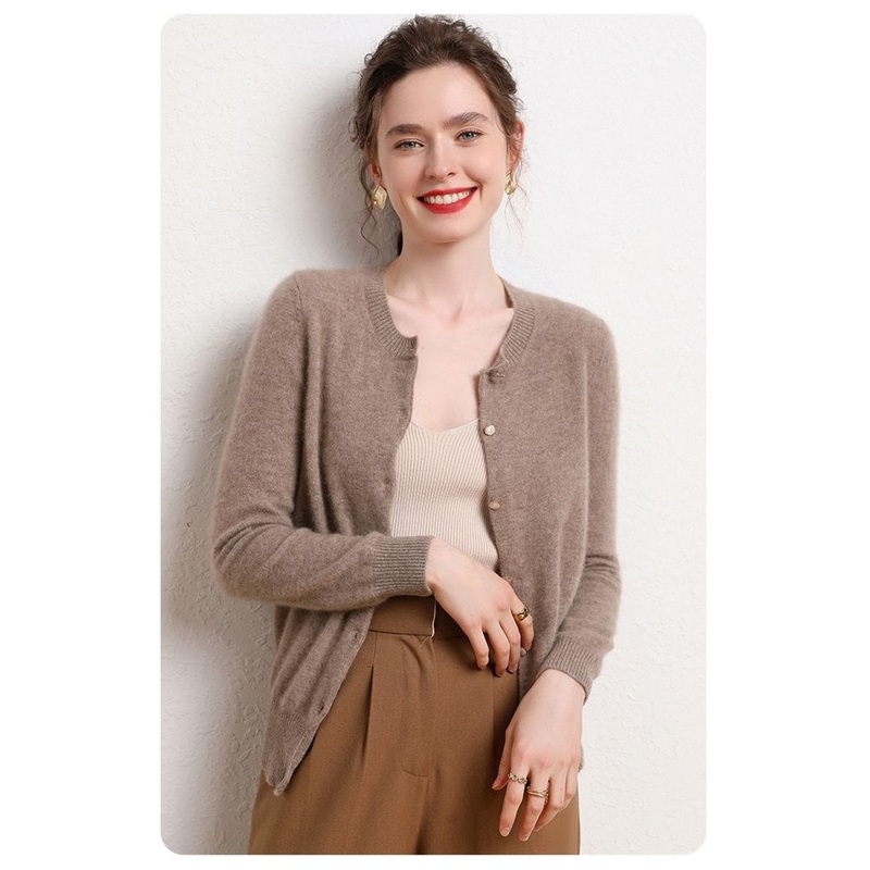 Womens Round Neck Cashmere Autumn and Winter New Loose Knitting Short Cardigan Sweater – Everyday Clothing and Lady Garments price