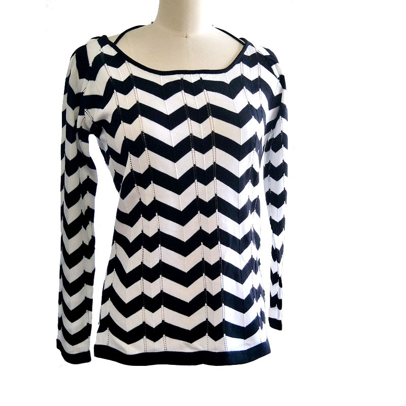 Womens Zigzag Striped Long Sleeve Overlapped Collar Pullover Sweater – Sweater and Ladies Sweater price