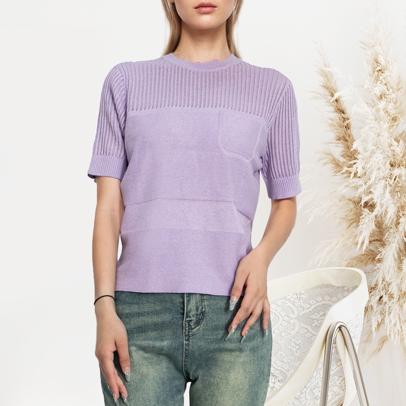 100% Cotton Womens Crewneck Short Sleeve Pullover Sweater Tops – Knit Sweater and Sweaters Pullover price