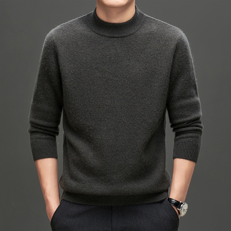 2025 Winter Mens 100% Pure Cashmere Thickened Sweater Round Neck Warm Knit Pullover for Business Casual – Wholesale Mens Cashmere Sweaters and Winter Thickened Cashmere Sweater Men price|Shanghai, China