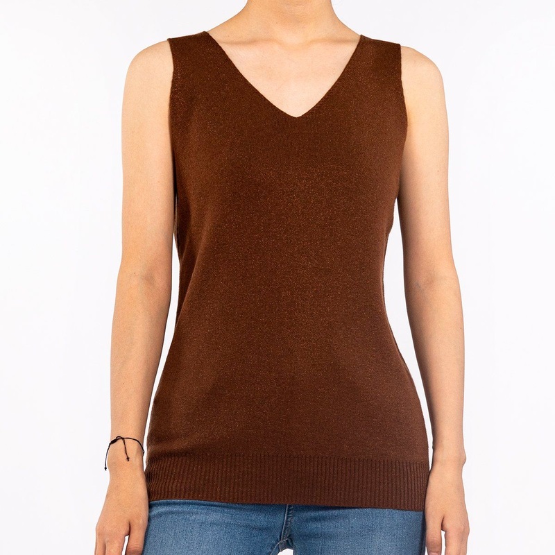 Casual Brown Long V-Neck Sleeveless Knit Tank Tops for Women – Sweater Tank Tops and Striped Sweater Tank price