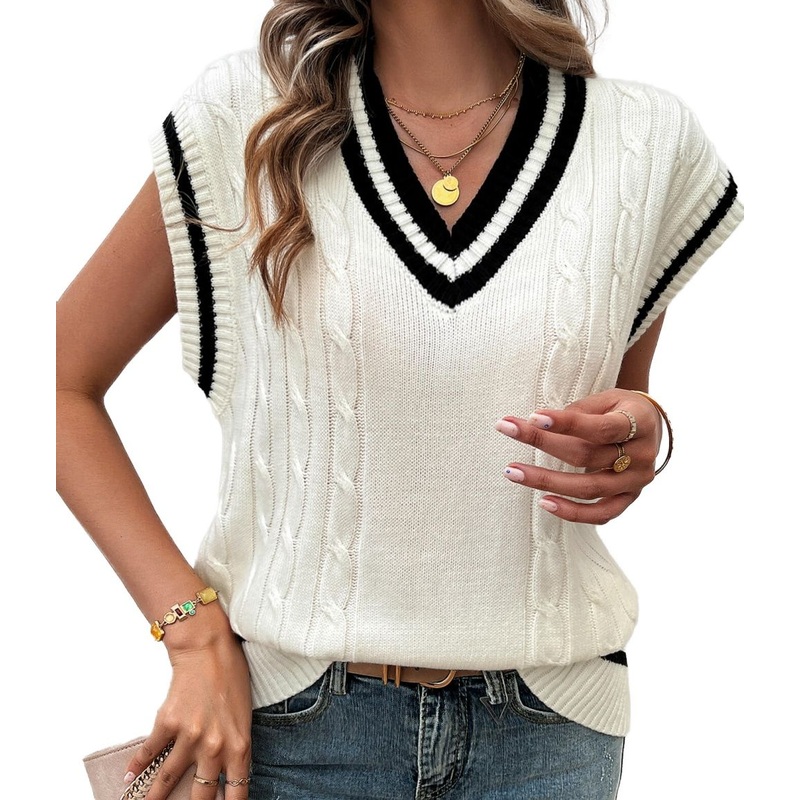 Elegant White Sweater Vest with Cable Knit Design – Short Sleeve Sweater and Cable Knit Sweater price