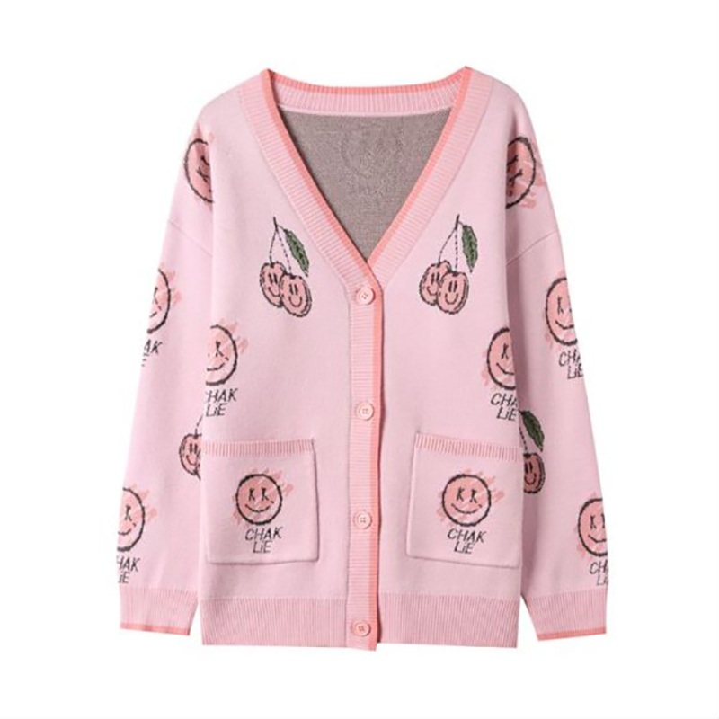 Factory Offers Fashionable Customization. Women S Gray-Style V-Neck Long-Sleeved Sequin Pink Knitted Cardigans. – Pink Knitted Cardigans and Women Cardigan Coat price