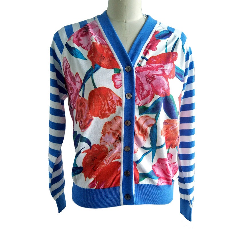 Ladies Printed Striped Contrasting Cardigan Custom Customizable Cardigan Sweater – Sweater and Ladies Sweater price