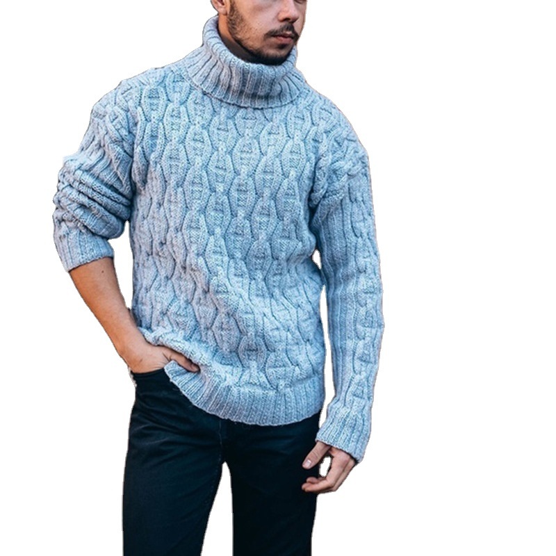 OEM Custom Winter Turtleneck Long Sleeve Solid Men Pullover Knitted Sweaters – Mens Winter Sweaters and Men Pullover Sweater price