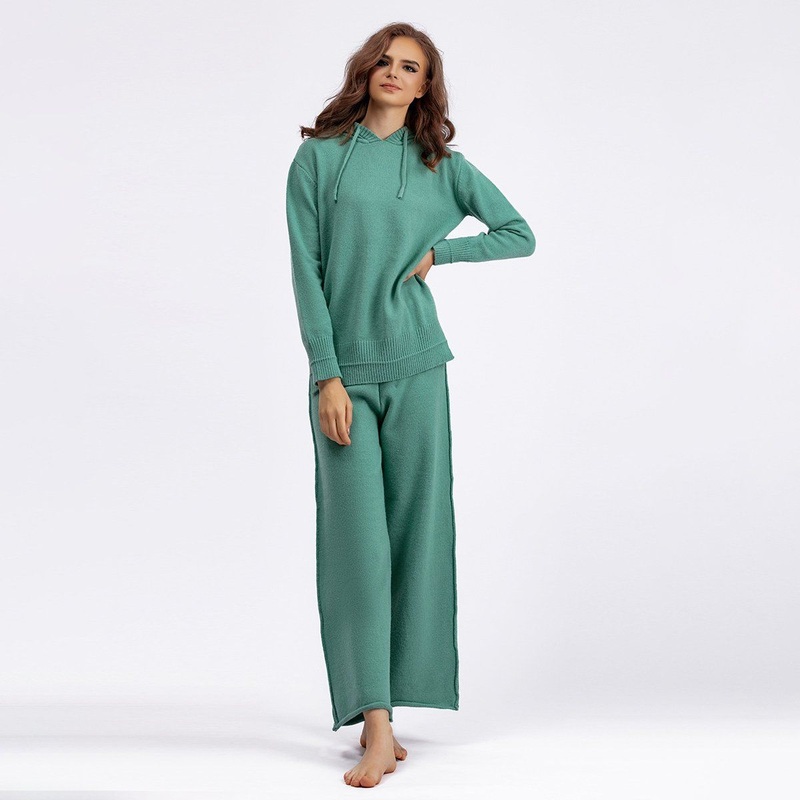 Womens Slouchy Hooded Sweatshirt Knitted Set Pants and Drawstring Pullover Sweater – Daily Clothes and Basic Garments price