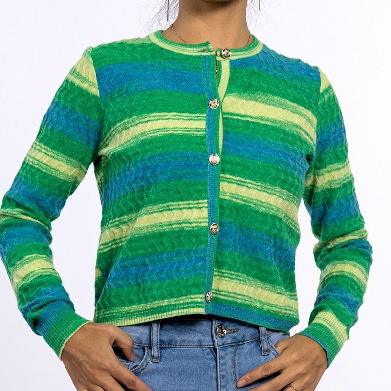 Custom Colorful Printed O Neck Button Closure Long Sleeve Women Sweater – Sweater for Women and Women Sweater price