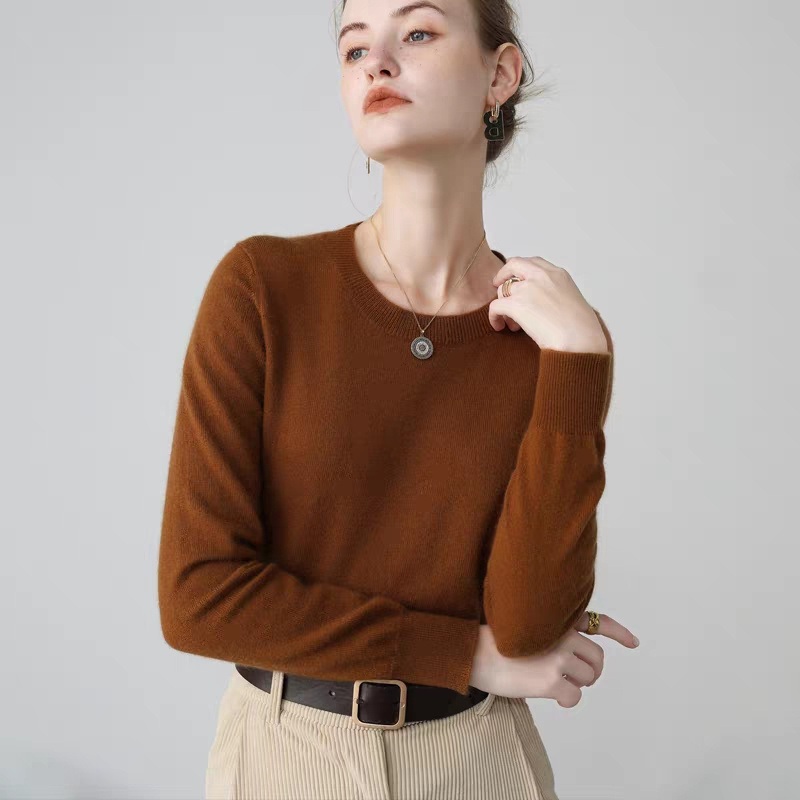 Custom Logo Crew Neck Lightweight Knit Top Sweater Women S Crew Neck Long Sleeve Pullover – Women Sweater and Turtleneck Women Sweater price