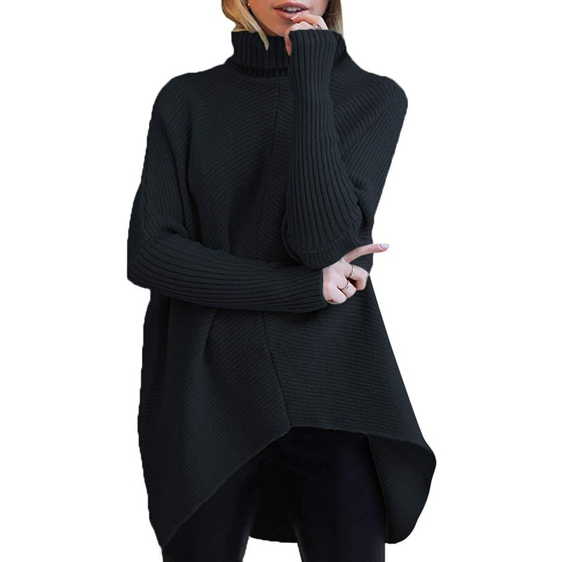 Custom Winter Women Turtleneck Loose Solid Knit Pullover Sweater – Womens Knitted Winter Sweater and High Neck Sweater price