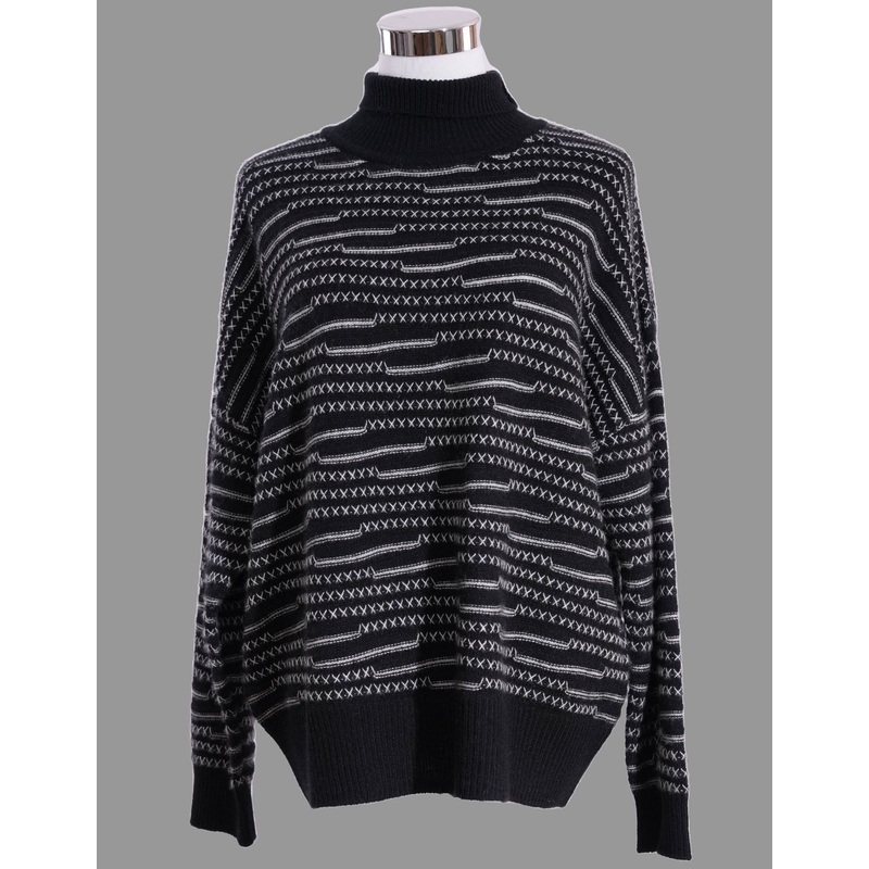 Lightweight Womens Black Base White Stripe Cashmere Sweater Winter Essential – Cashmere Sweater and Womens Sweater price