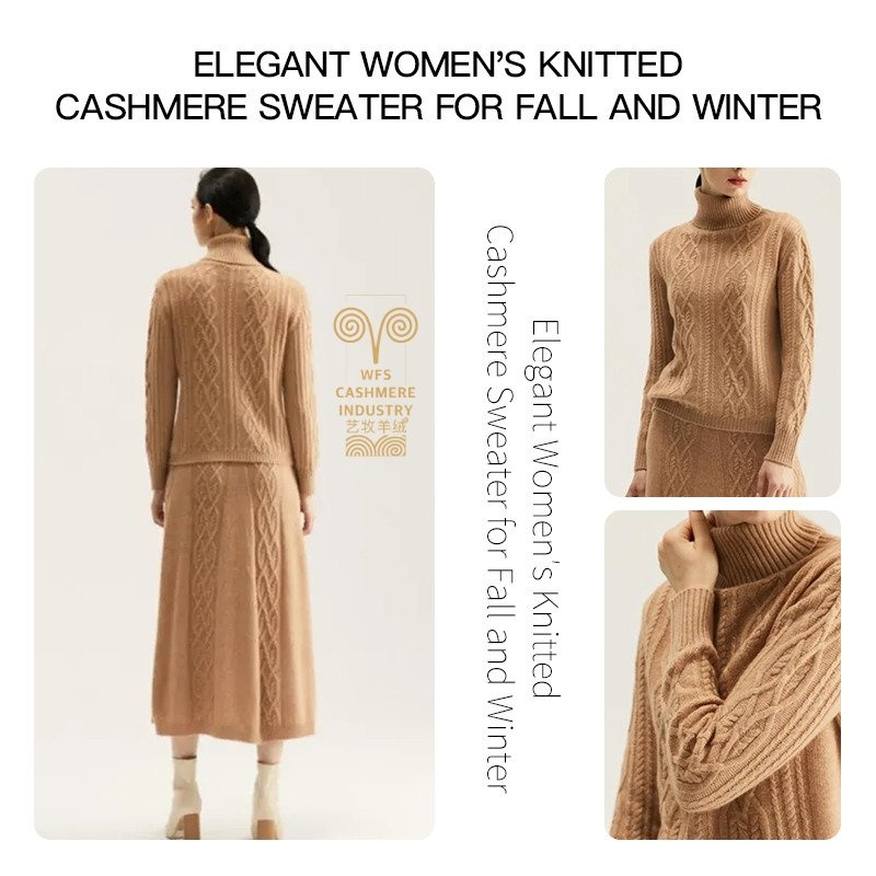 Luxury Wool Turtleneck Sweater Dress Knitted Pullover Women Winter Clothing – Women Pullover and Women Sweater price